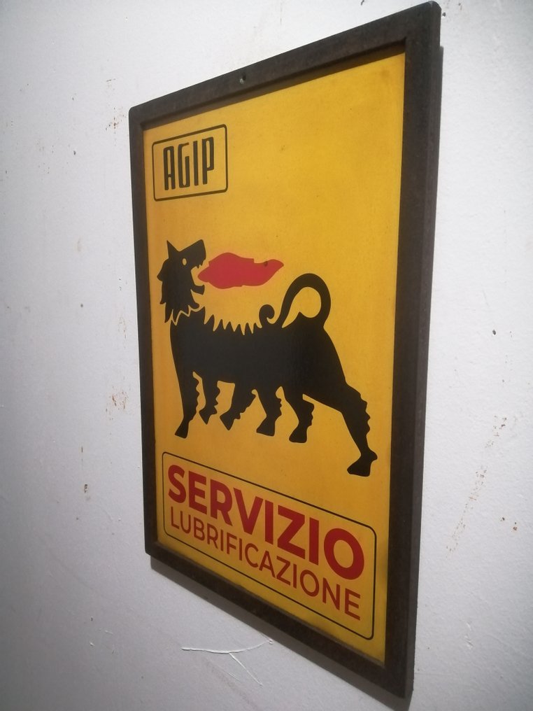 Agip - Διαφημιστική διαφήμιση Agip - Agip - Διαφημιστική πινακίδα - 1980 - Μέταλλο #1.0