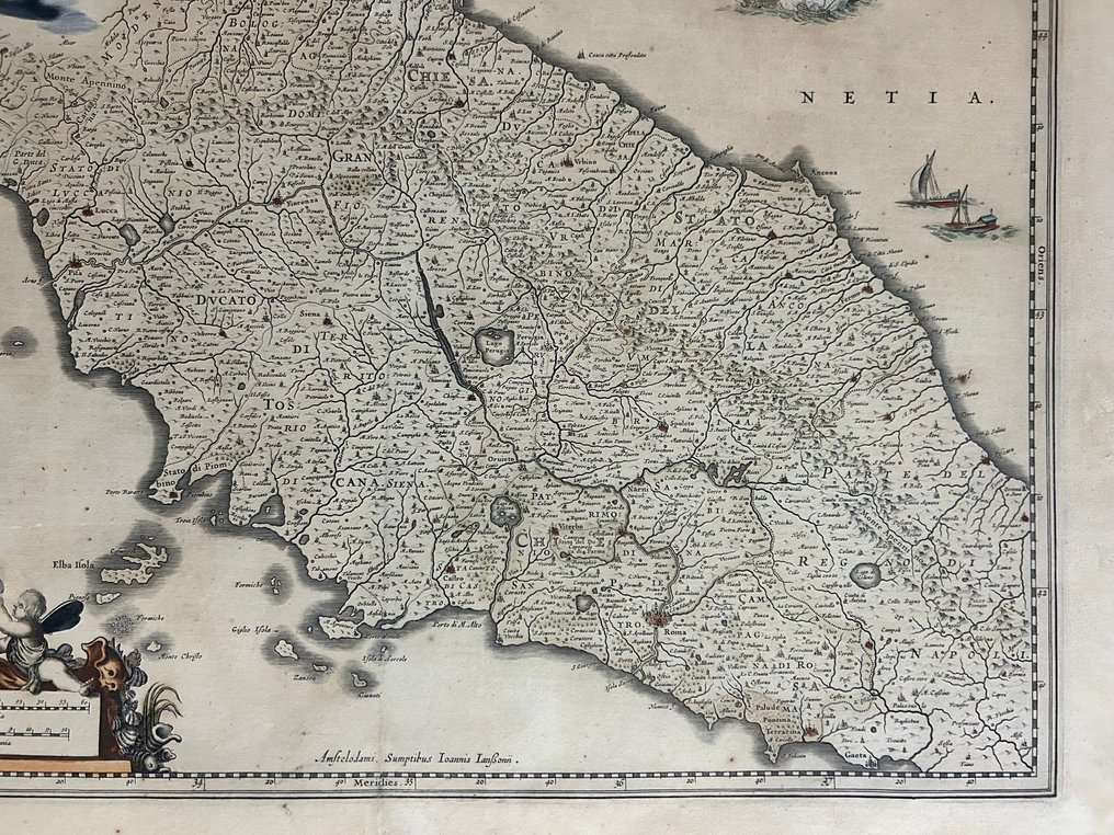 意大利 - 托斯卡纳、拉齐奥、翁布里亚、马尔凯 • 罗马、佛罗伦萨、锡耶纳、卢卡、比萨 • 托斯卡纳群岛; Johannes JANSSONIUS - Stato della Chiesa con la Toscana - 1621-1650 #3.2