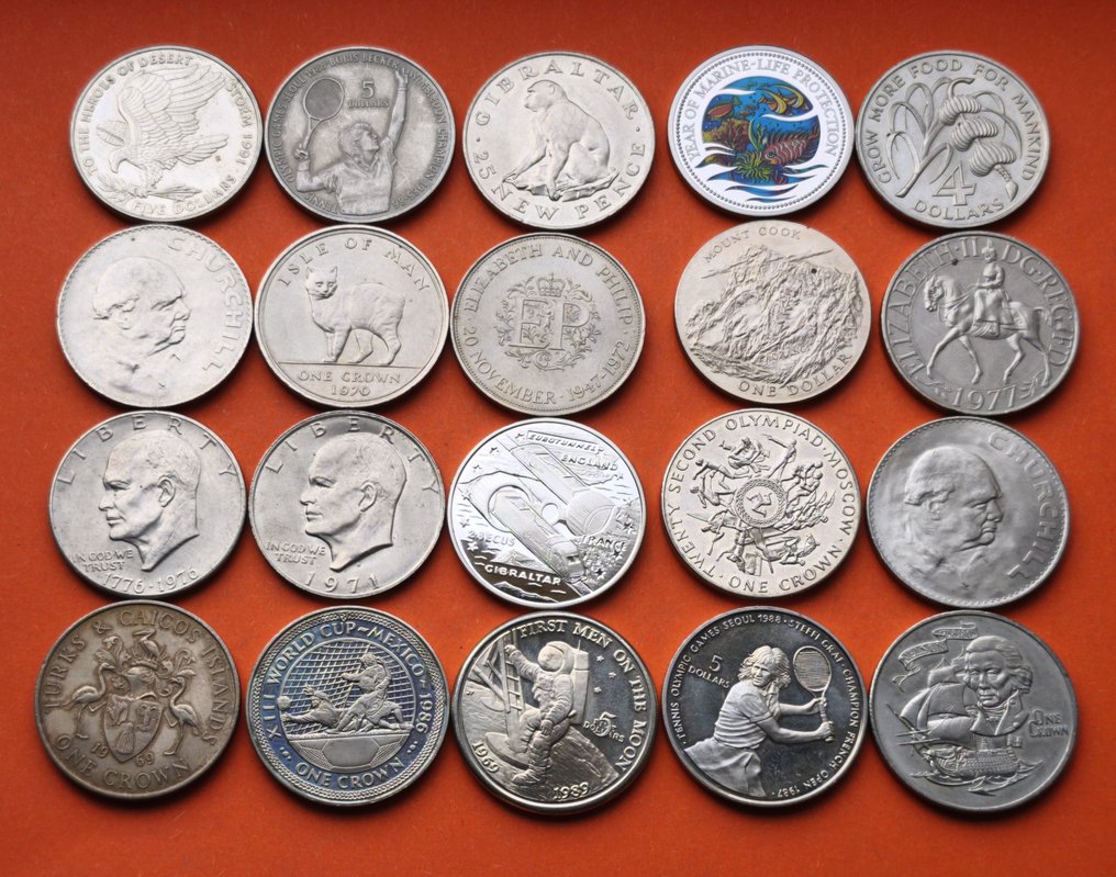 Világ. Lot 20 x Crown size coins  (Nincs minimálár) #1.0