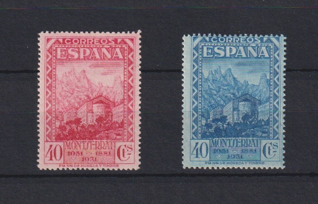 Spagna 1931 - 40 ct Montserrat - errore di colore - Edifil Esp. nº 644cc #2.1