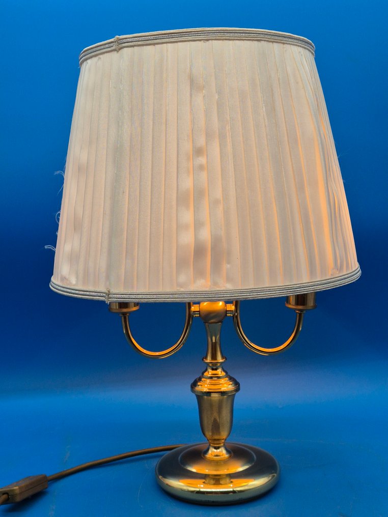 Tischlampe – klassizistisches Design – Messing, Stoffschirm - Lamp - Messing #1.0