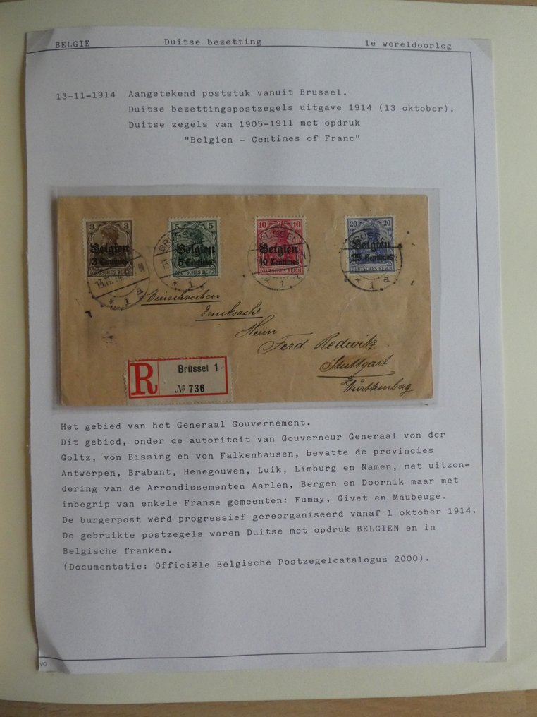 比利時 1914/1920 - 占领时期的邮票与带有审查的信件 #2.1
