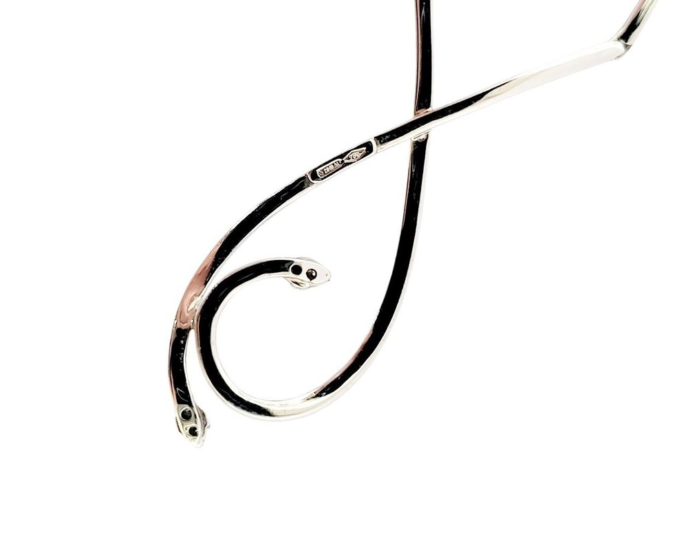 衣领项链 - 18K包金 白金 -  0.25ct. tw. 钻石 (天然)  - 意大利制造 #4.3