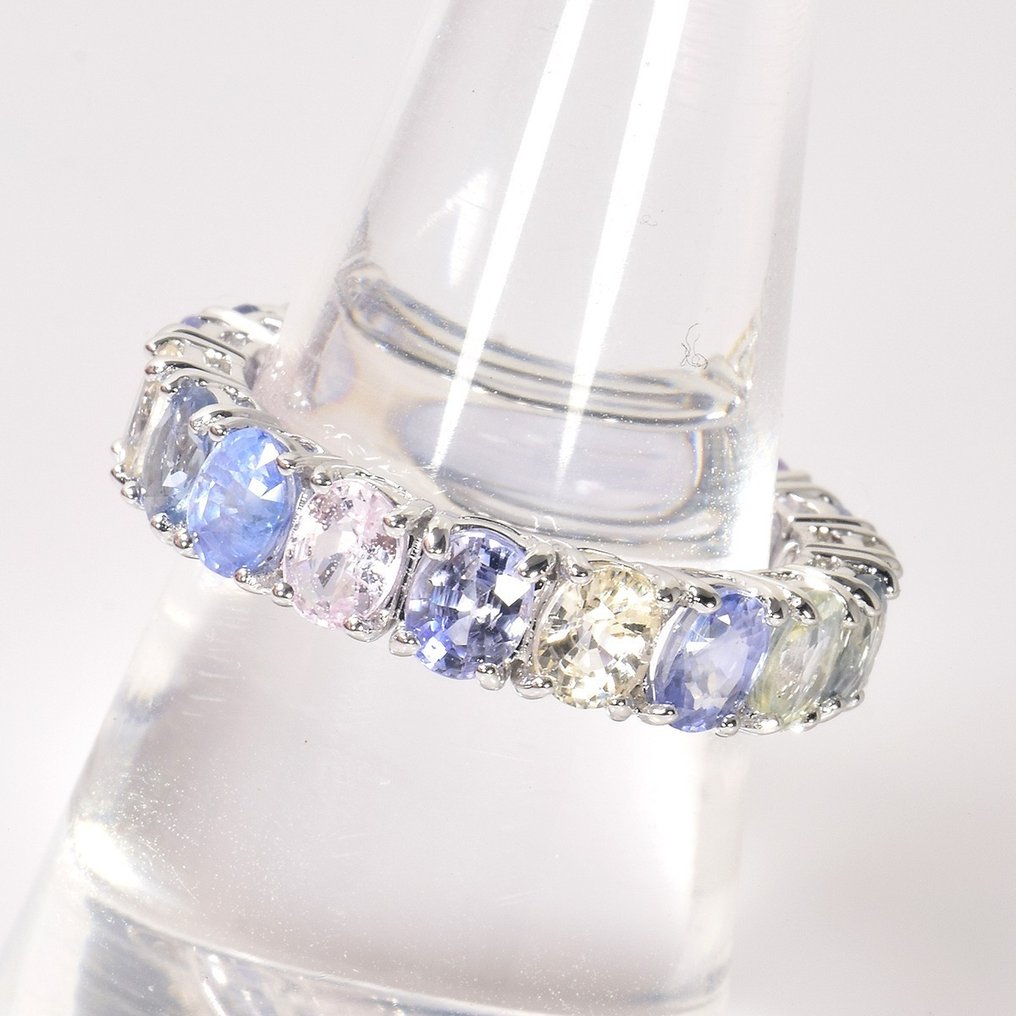 χωρίς τιμή ασφαλείας - Δαχτυλίδι - 14 καράτια Λευκός χρυσός -  5.42ct. tw. Ζαφείρι #4.3