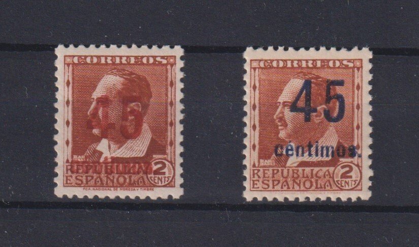 西班牙 1938 - 已发出-错误，红色启用 - Edifil nº NE 28hcc #2.1