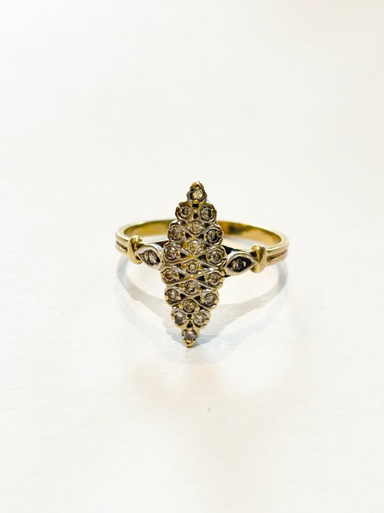 戒指 - 18K包金 黄金, 白金 - 0.33ct. tw. 钻石 (实验室培育) - 镶满钻石的 - 70-80 #4.3