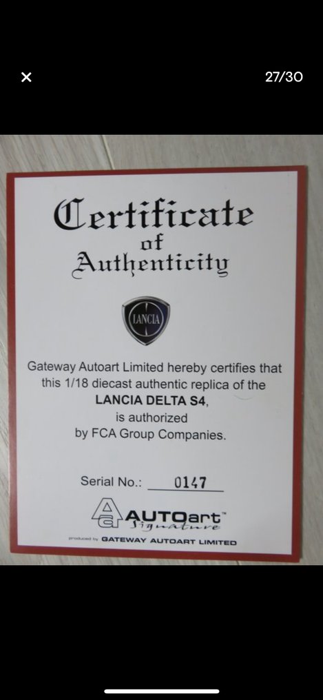 Autoart 1:18 - 模型跑车 - Lancia Delta S4 #1.0