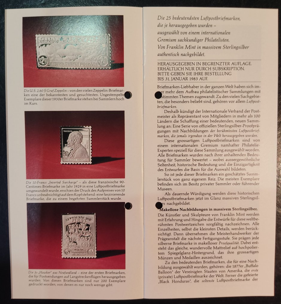 世界  - 25个最著名的航空邮政邮票在纯银中 #2.1