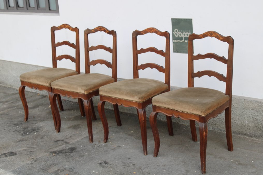 餐桌椅 (4) - 木, 纺织品 - 法式乡村椅子 #1.0