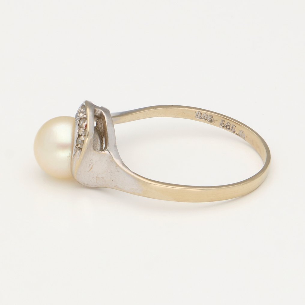 Δαχτυλίδι - 14 καράτια Λευκός χρυσός, Κίτρινο χρυσό Διαμάντι (Φυσικό) #2.1