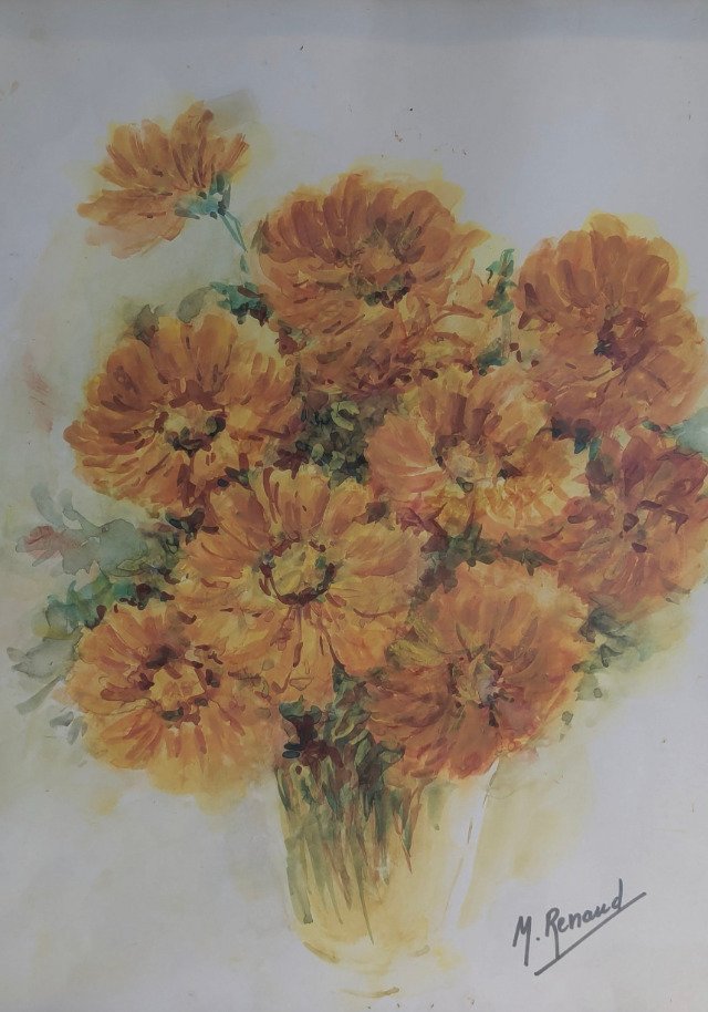 Madeleine Renaud - Fleurs jaunes en vase #1.0