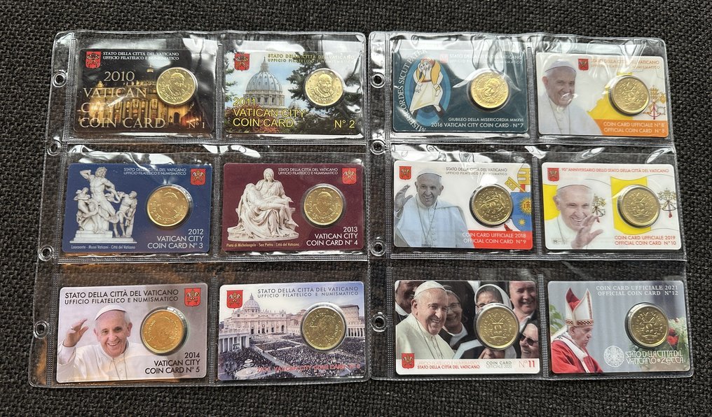 教廷. Coin Card 2010/2021 (12 stuks)  (沒有保留價) #1.0