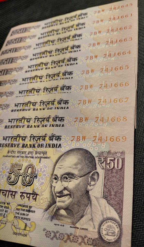 India. - 10 x 50 Rupees Rupees - 2012 - Consecutive - Pick 104 (Fără preț de rezervă) #2.1