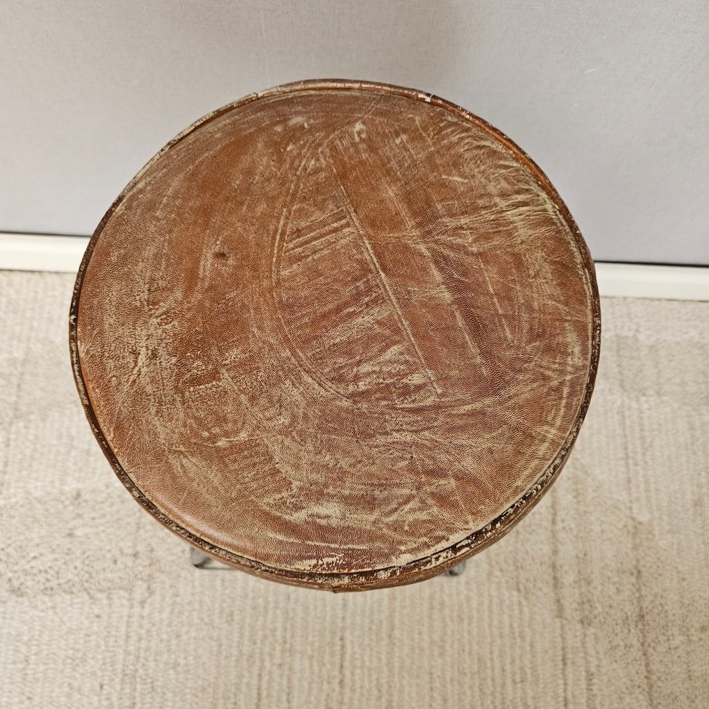 Sgabello - Supporto rotante regolabile in altezza - Pelle, Ferro #2.1