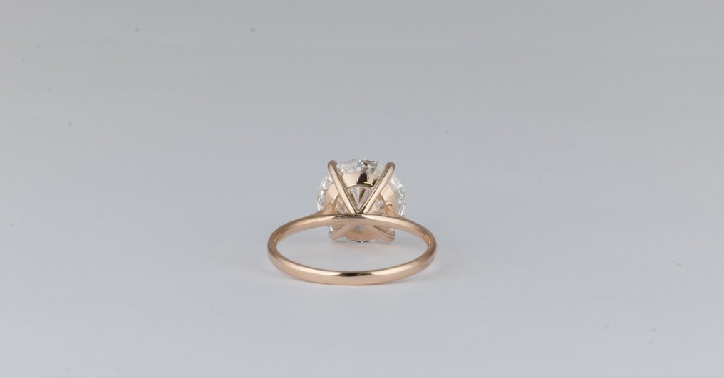 Ingen mindstepris - Ring - 14 karat Gulguld - 4.06ct. tw. Diamant (Laboratoriedyrket) - Round F-VVS2 #3.2