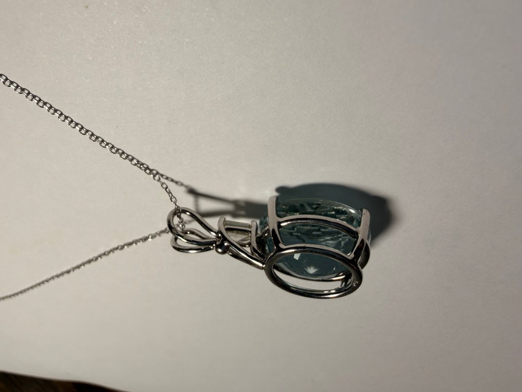 项链 - 14K包金 白金 -  19.42ct. tw. 海蓝宝石 - 钻石 #4.3