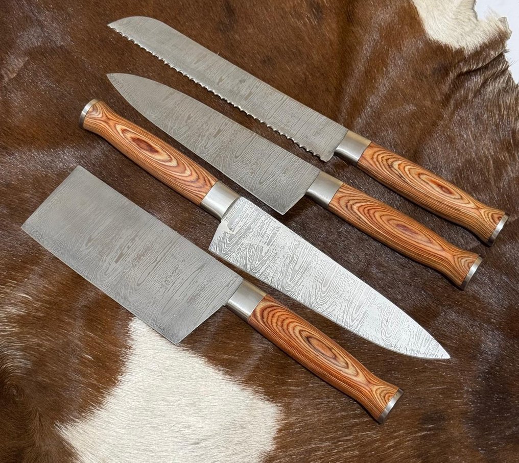 廚刀 -  厨房刀具套装（0016） - 异国木柄与1095/15N20折叠钢 - 英國 - 厨房与烧烤套装 #2.1