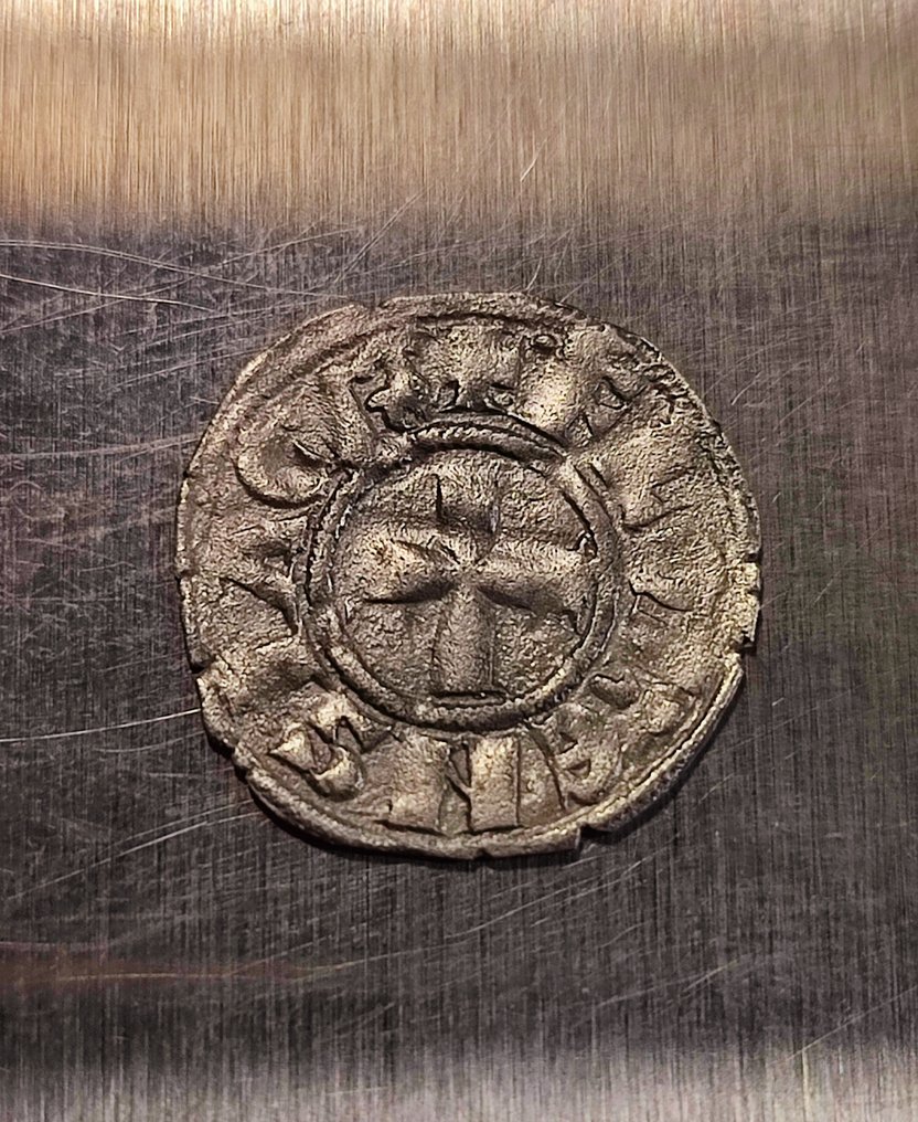 Crusader states, Principality of Achaea. Florent of Hainaut (1289-1297). Denier Tournois Very Scarce variety (χωρίς τιμή ασφαλείας) #2.1