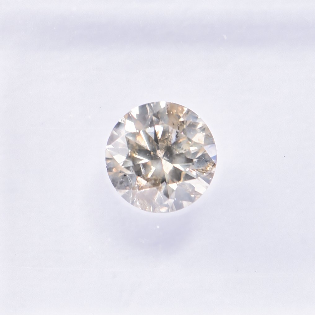 No reserve price - 1 pcs Diamond (Natural coloured) - 0.50 ct - Round - Fancy Greenish, Greyish Yellow - I1 - International Gemological Institute (IGI) - VG VG VG #4.3
