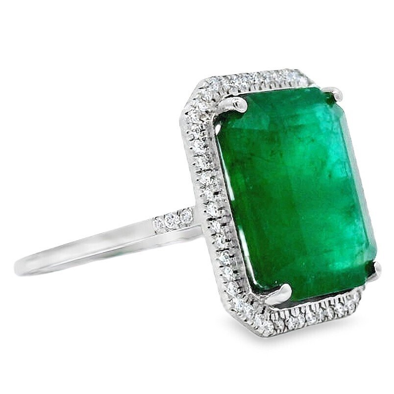 Zonder minimumprijs - Ring Platina -  7.91ct. tw. Smaragd - Diamant #4.3