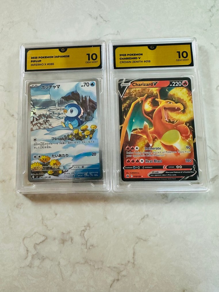 Pokémon - 2 Graded card - Piplup 005 / 018 Foil - GG 10 - Sword & Shield - Crown Zenith #1.0