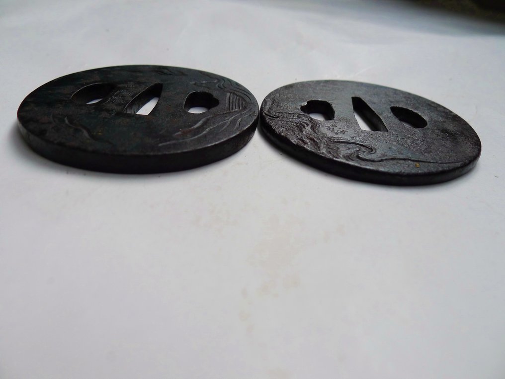 Όμορφη πινακίδα 正阿弥 (shaomi) θέμα τοπίου φύσης σετ τσούμπα daisho. - Ιαπωνία - Μέσα της περιόδου Edo #4.3