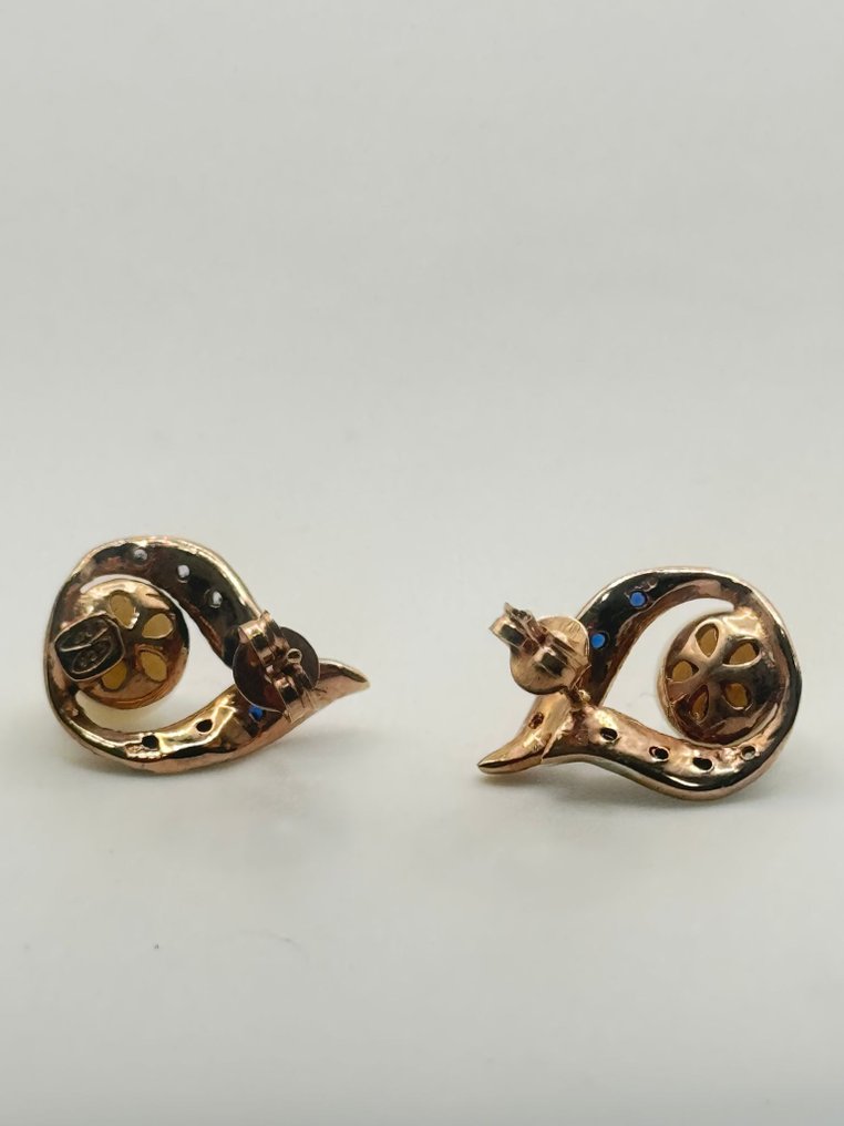 Ohne mindestpreis - Ohrringe - 9 Kt Silber, Roségold Saphir - Diamant #4.3