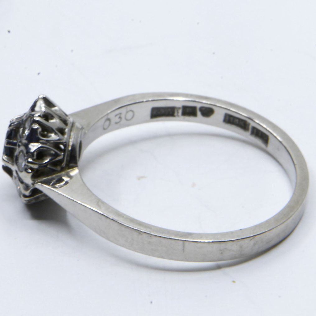 Bague - 18 carats Or jaune - 0.30ct. tw. Saphir - Diamant #1.0