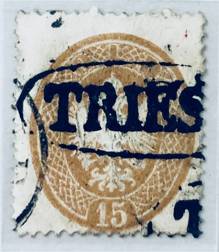 Austria 1867/1871 - Austria 15 kreuzer 1863 cancelación ovalada Trieste muy raro #1.0