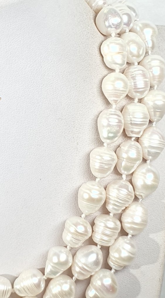 Perle naturali acqua dolce - grandi - calma & sosiego - argento 925 - prima qualità - Collana #4.3