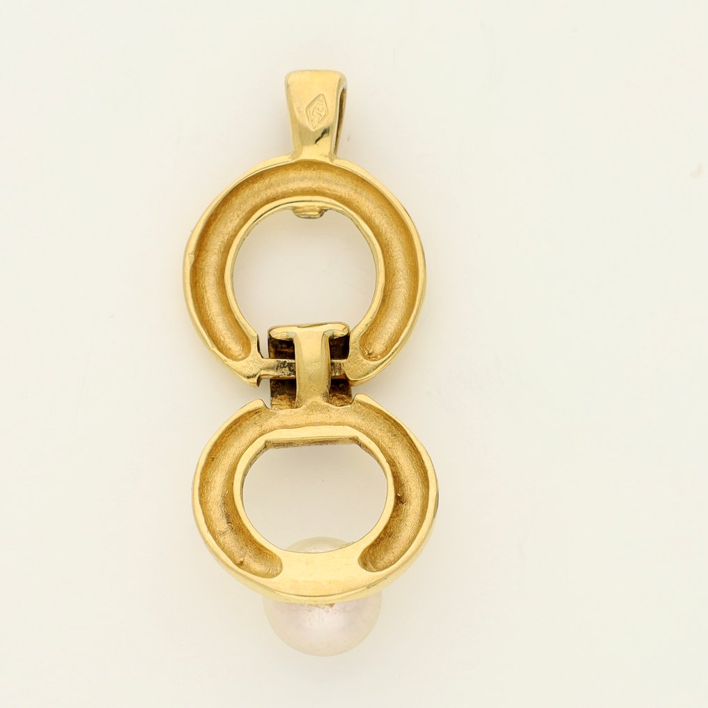 Κρεμαστό κόσμημα - 18 καράτια Κίτρινο χρυσό, Λευκός χρυσός - 0.01ct. tw. Διαμάντι (Φυσικό) #1.0