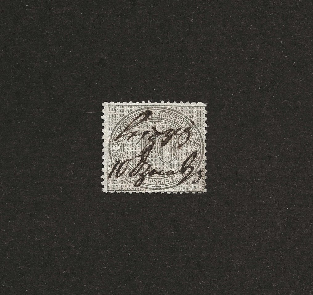 Γερμανική Αυτοκρατορία 1872 - 10 γρόσια γκρί-καφέ με αποτίμηση με το σύστημα Federzug - ελέγχθηκε από Flemming BPP. - Michel 12 #2.1