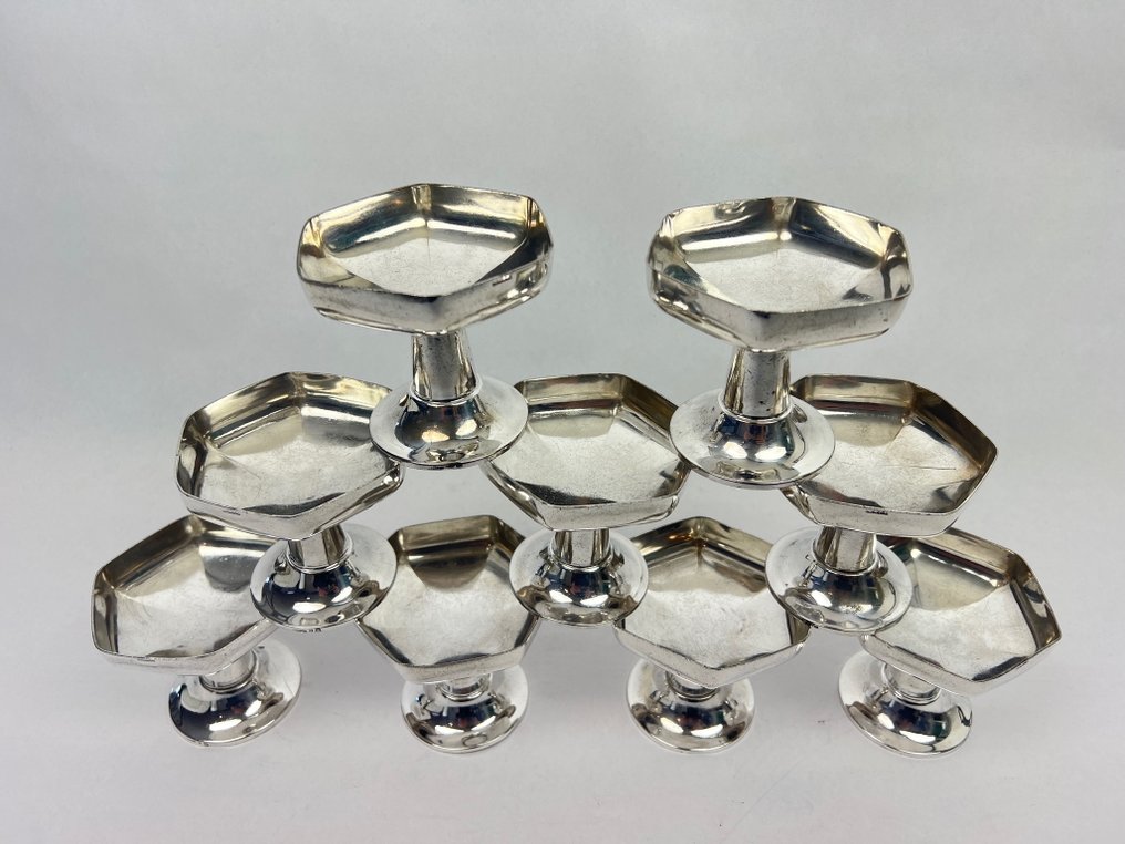 Orfèvrerie Derck - Platter (9) - Dessert / Appetizer / Ice Cream Bowls - Silverplated - Hotel / Liner silverware #2.1