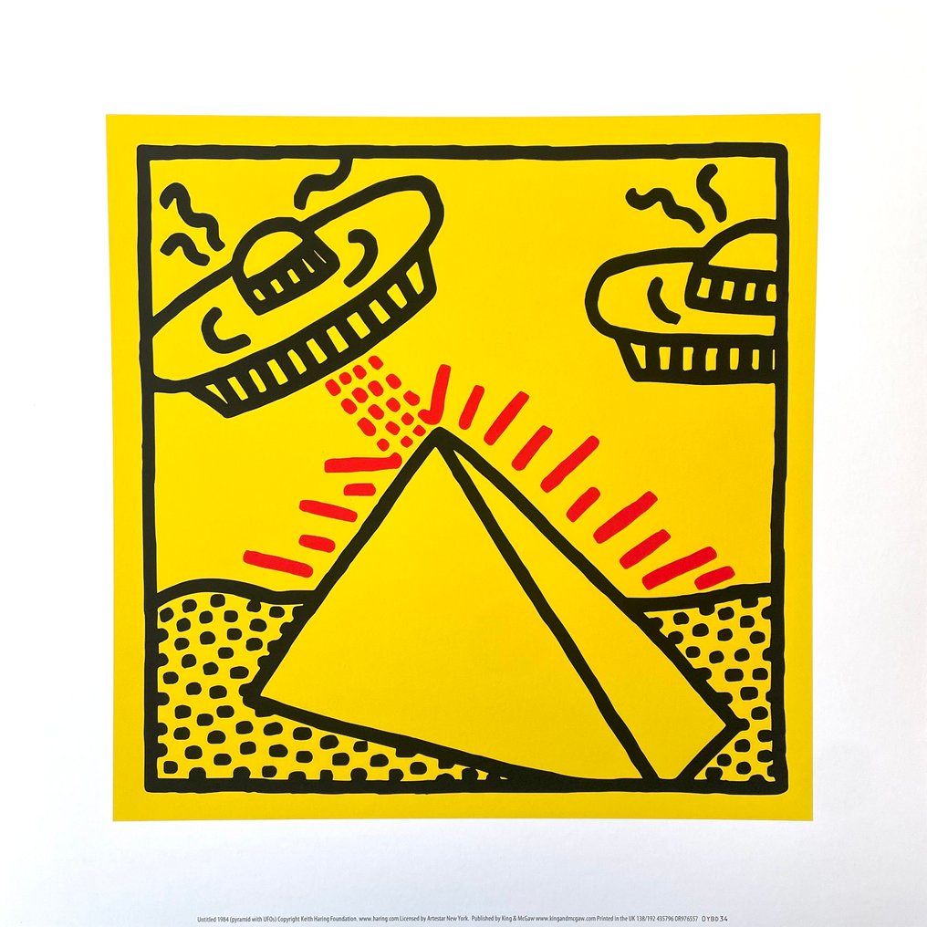 Keith Haring - Untitled (Pyramid with UFOs) - Artestar licensed print #1.0