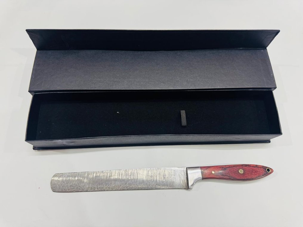 Coltello da cucina -  Coltello giapponese per brisket (089) - Manico in legno esotico giapponese e acciaio piegato 1095/15N20 - Giappone - Coltello giapponese per brisket #4.3
