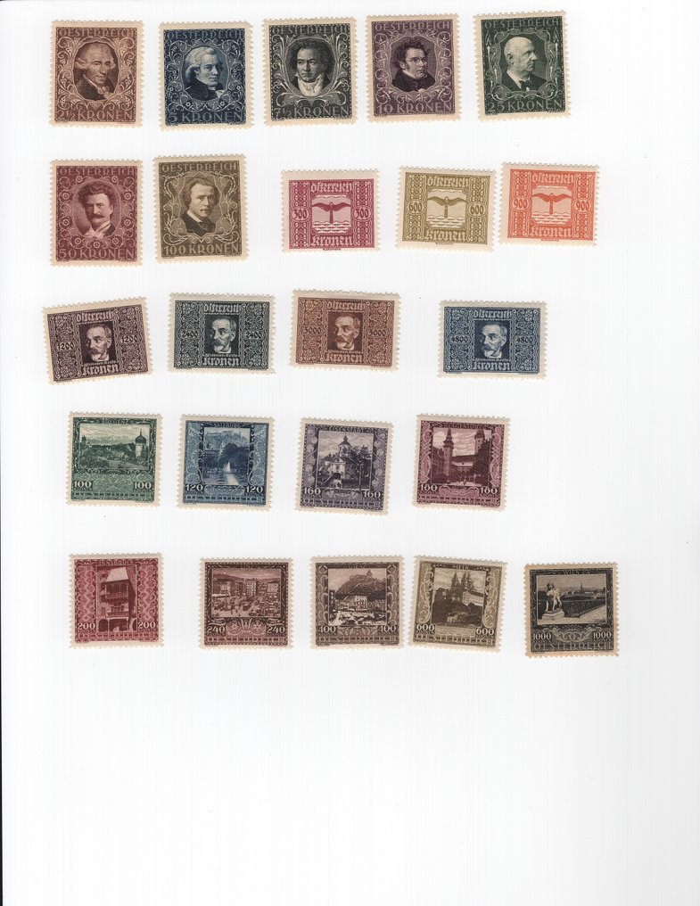 Austria 1916/1923 - Austria 1916-1923, various eagle variants 200-211. #4.3