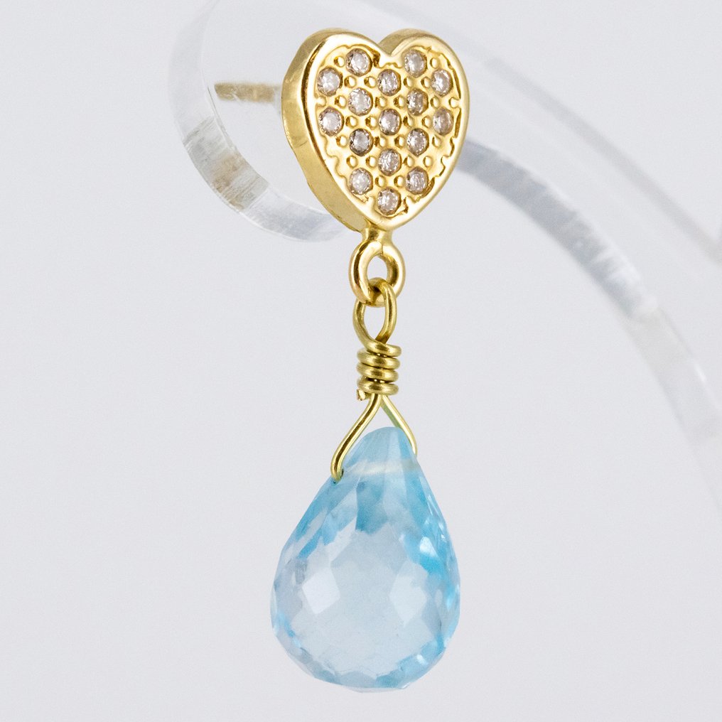 Øredobber - 18 karat Gull Topas - Diamant #1.0