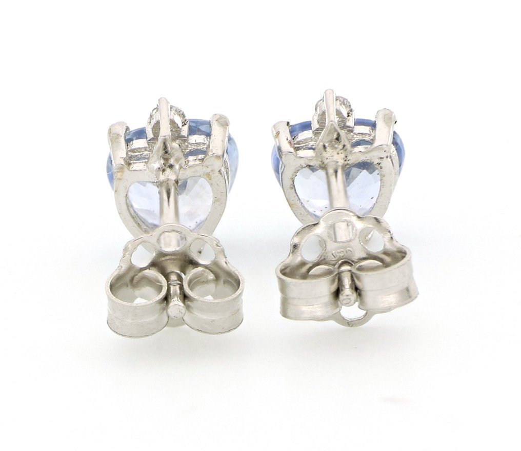 Sans prix de réserve - Boucles d'oreilles - 18 carats Or blanc - 0.80ct. tw. Saphir - Diamant #3.2