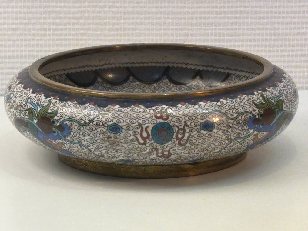 盘子 - Assiettes cloisonné Chine - 漂亮的珐琅龙纹盘子 #4.3