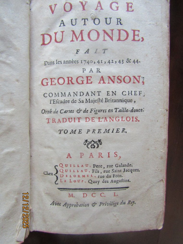 George Anson - Voyage autour du monde - 1750 #1.0