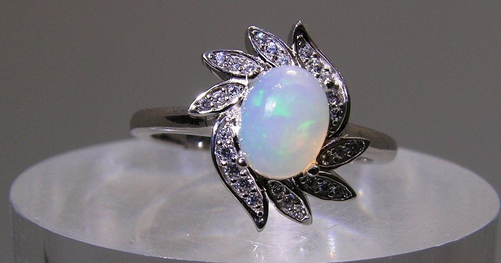 火焰欧泊 戒指 - 高度: 28 mm - 宽度: 21 mm- 3.5 g - (1) #1.0