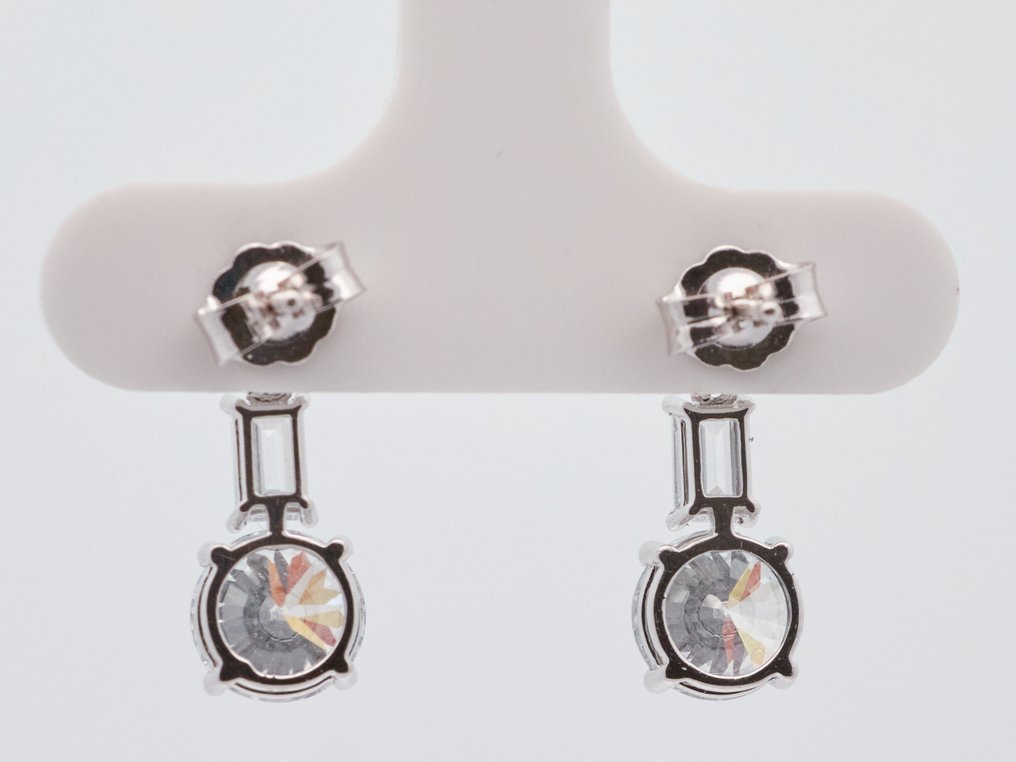 沒有保留價 - 耳環 - 14 克拉 白金 -  3.60ct. tw. 鉆石 (實驗室培育) - 鉆石 #3.2