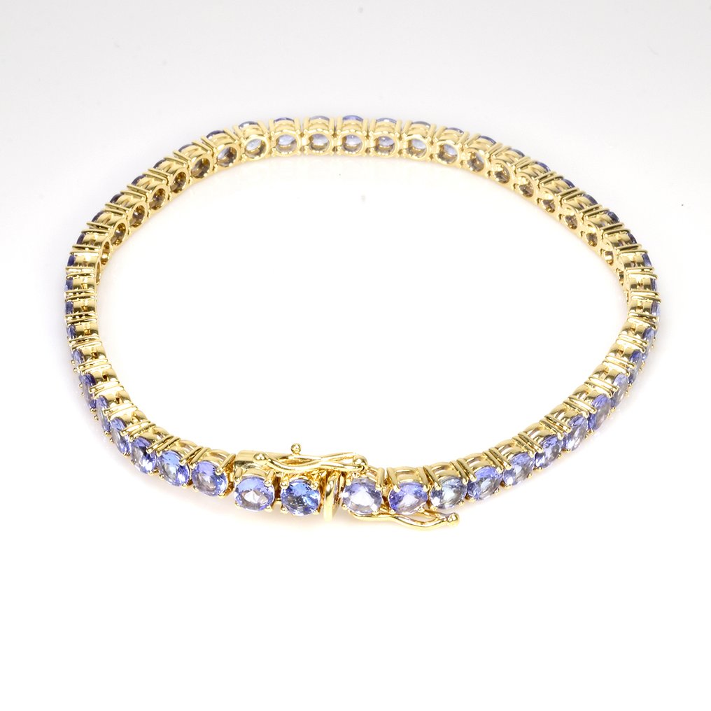 手鈪 - 14 克拉 黃金 -  8.07ct. tw. 坦桑石 - GFCO證書 #3.2