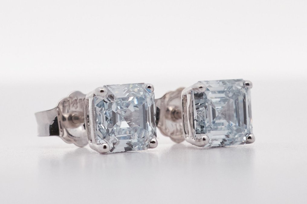 Zonder minimumprijs - Oorbellen - 14 karaat Witgoud - 2.02ct. tw. Diamant (Lab-grown) #1.0