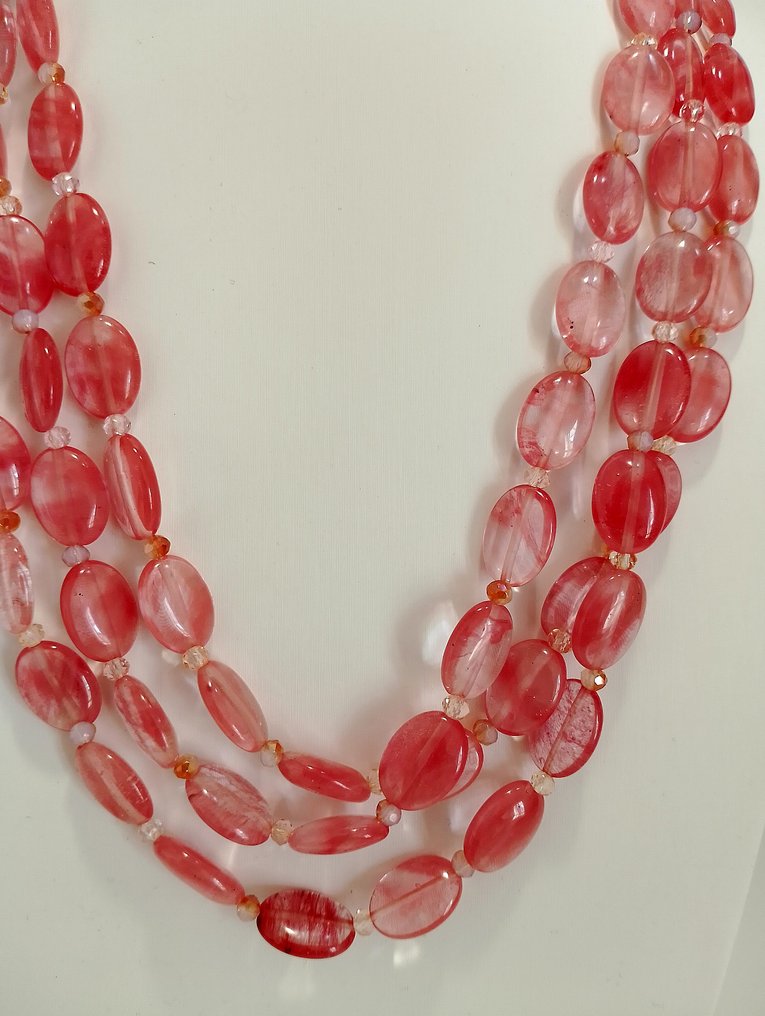 Μπλε ροζ αχάτης κολιέ, μακρύ όμορφο κολιέ. - Κολιέ - Θεραπεία του στρες #3.2