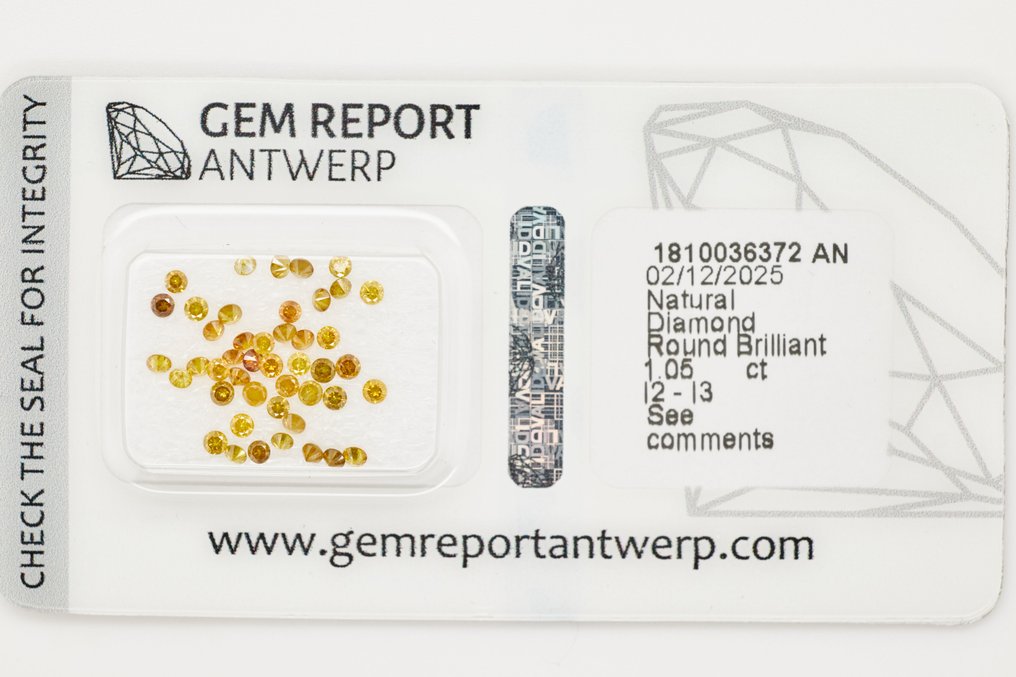 Zonder minimumprijs - 42 pcs Diamant (Natuurlijk) - 0.98 ct - Rond - P2, I3 - Gem Report Antwerp (GRA) #1.0