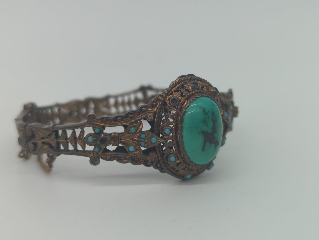 绿松石 - 银 - 手镯 - 银手镯配有绿松石 #2.1