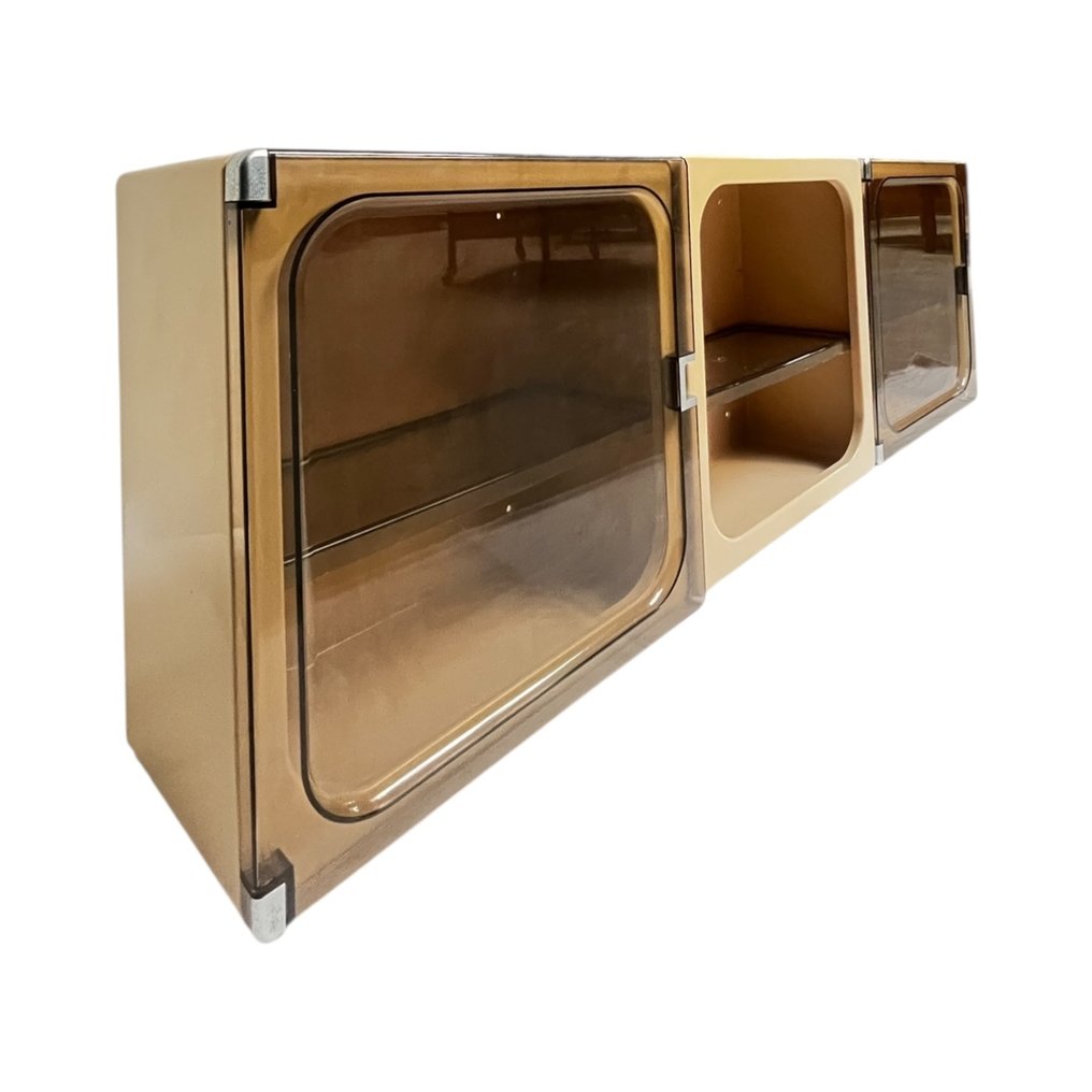 Wall shelf unit - Plastic, Acrylic - Three modular vintage cube set #2.1