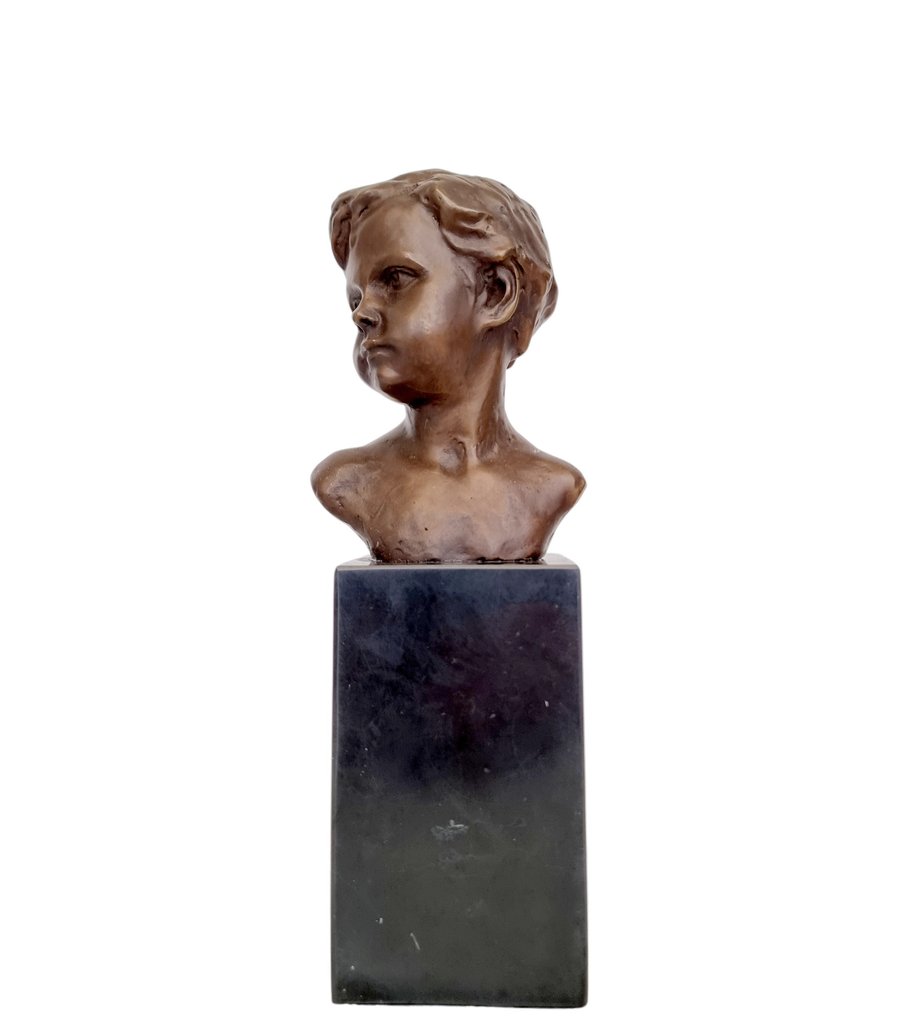 Figurine - Classical bust of a boy - Bronze, Marble #1.0