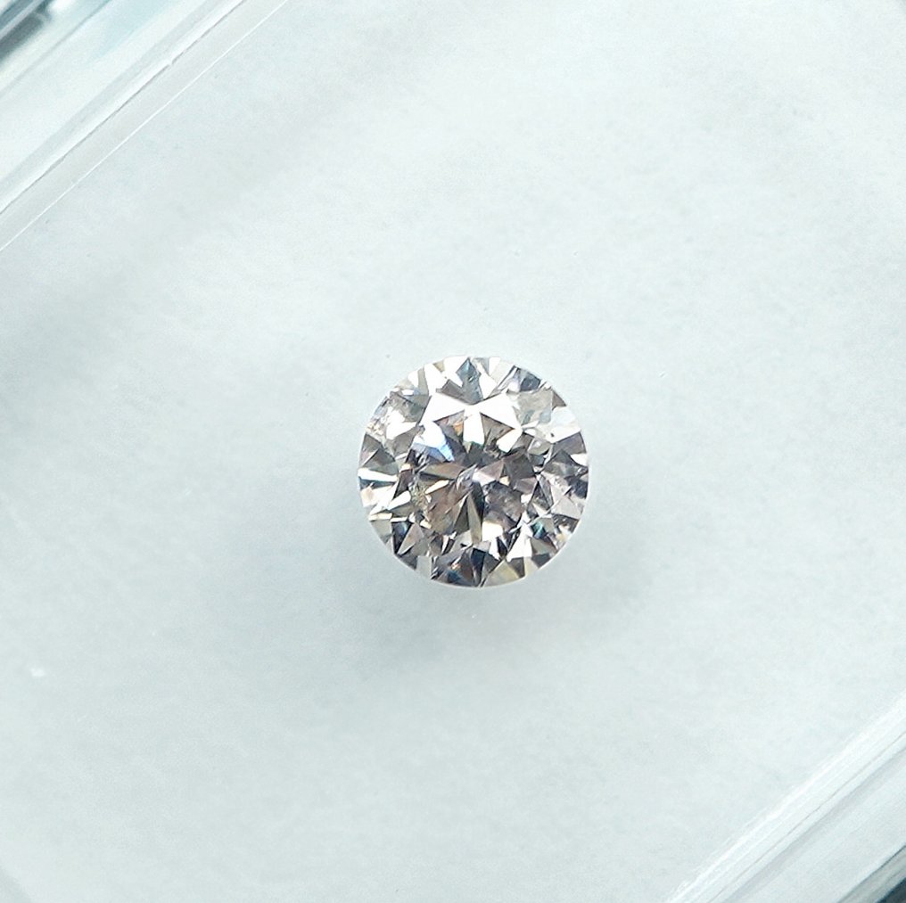没有保留价 - 1 pcs 钻石  (天然色彩的)  - 0.22 ct - 圆形 - Light 稍帶灰色的 黄色 - I2 内含二级 - 国际宝石研究院（IGI） #3.2
